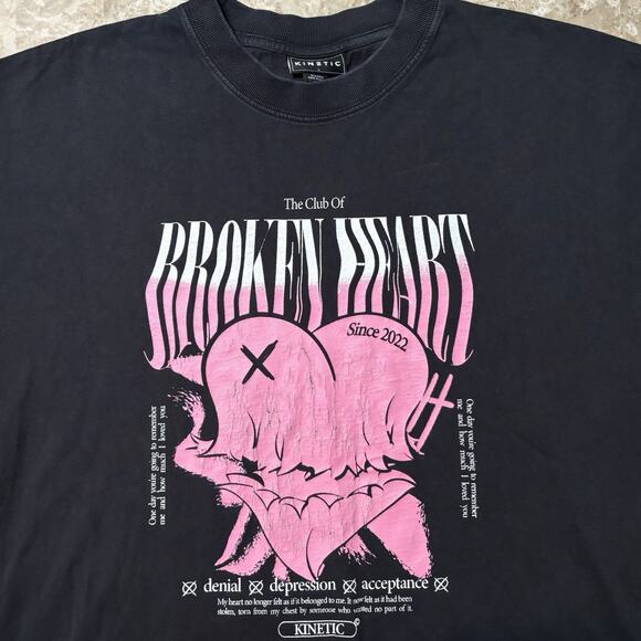 Kinetic Kings Shirt Mens Large Black Broken Hearts Graphic Oversized Pump Cover - Picture 1 of 11